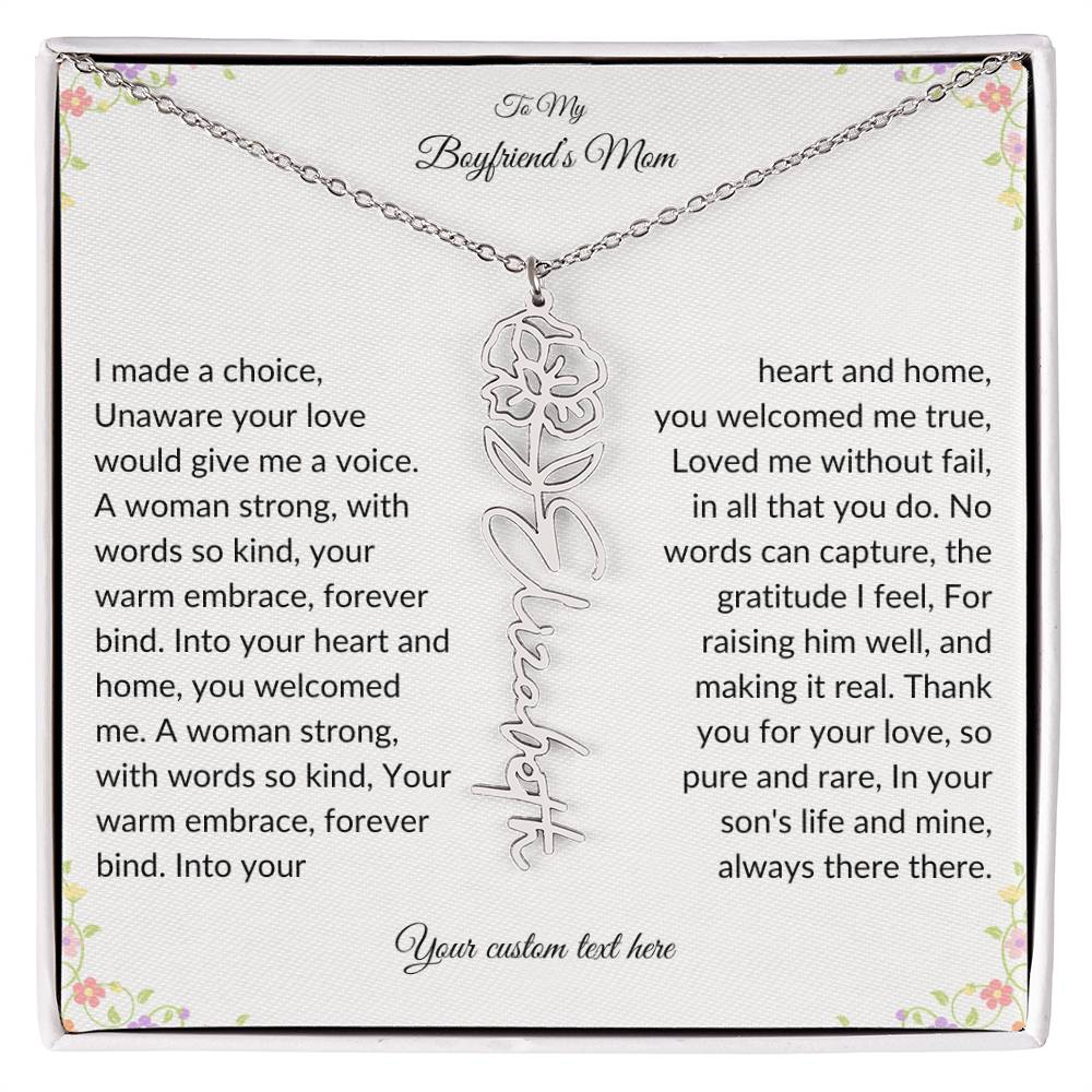 To My Boyfriends Mom Birth flower Name Necklace-[Heartfelt Family Gift]