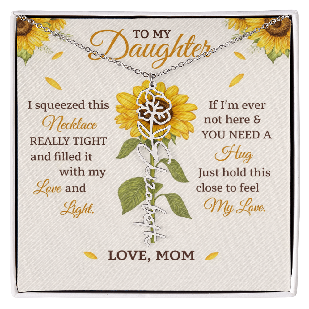 Personalized Sunflower Daughter Birth flower Name Birthday Necklace Gift