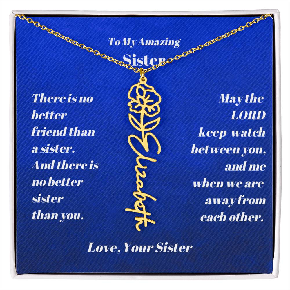 Sister Personalized Birth Flower Name Necklace Gift-[Heartfelt Family Gift]
