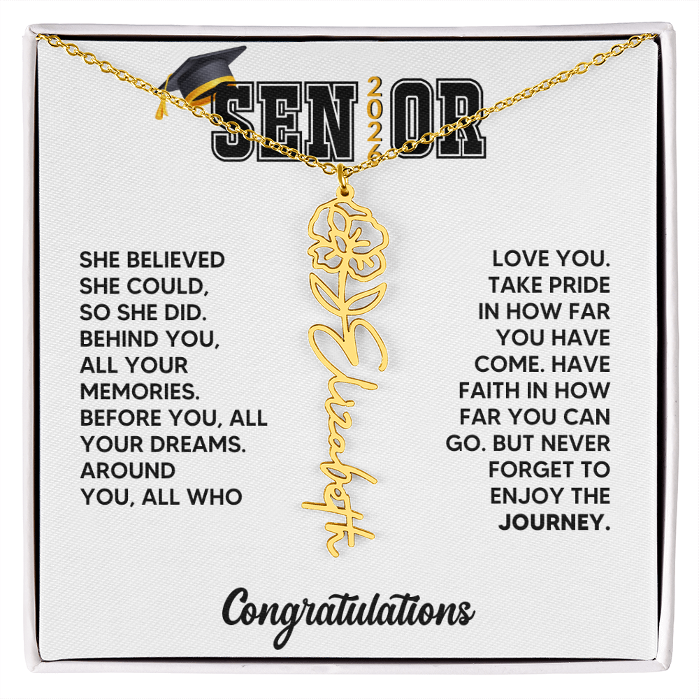 Class of 2026 Graduation Birthflower Necklace Gift