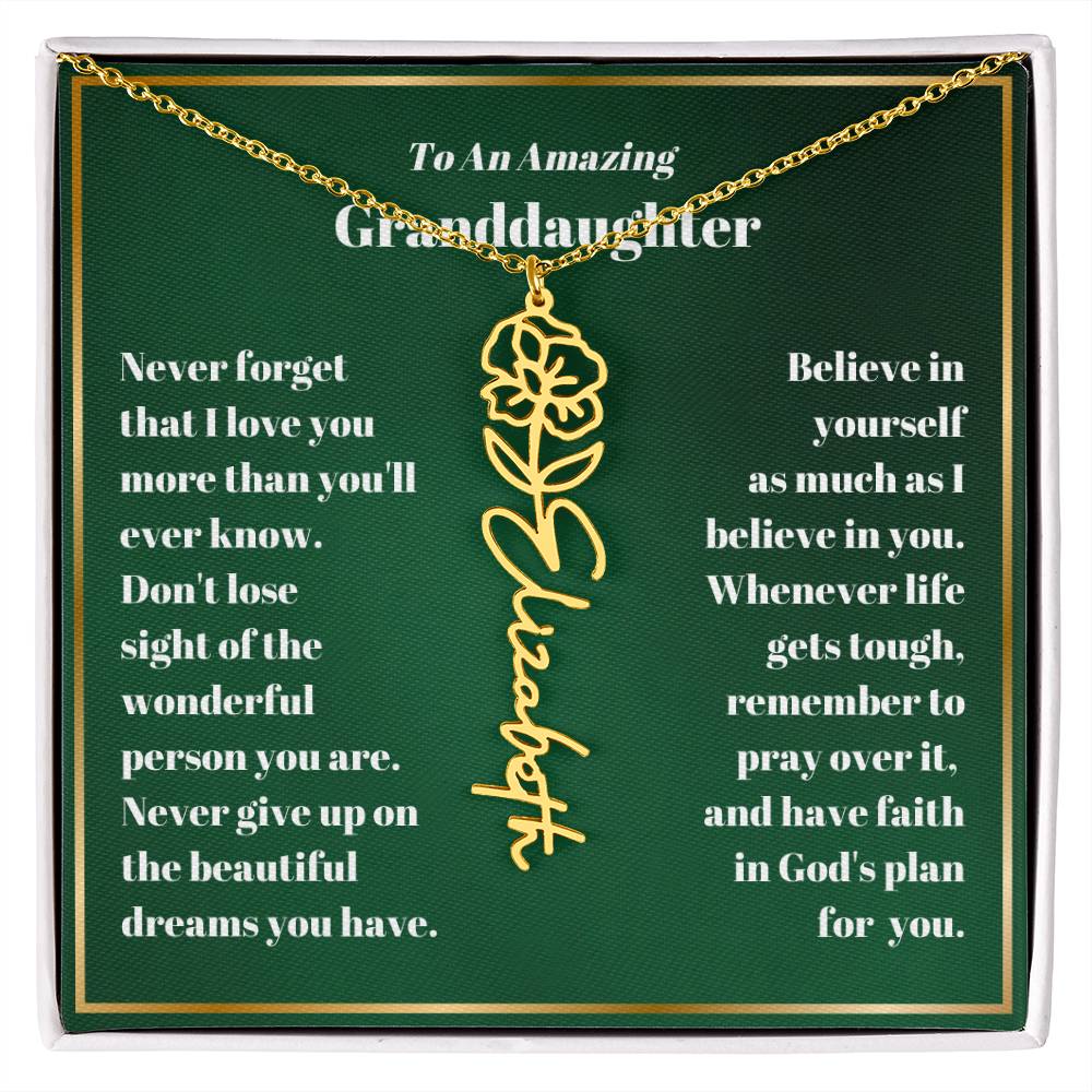 Granddaughter Personalized Name Birth Flower Necklace Gift-[Heartfelt Family Gift]