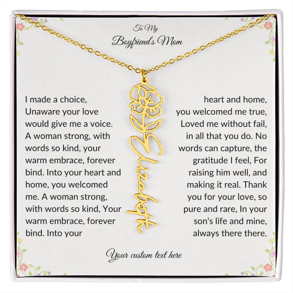 To My Boyfriends Mom Birth flower Name Necklace-[Heartfelt Family Gift]