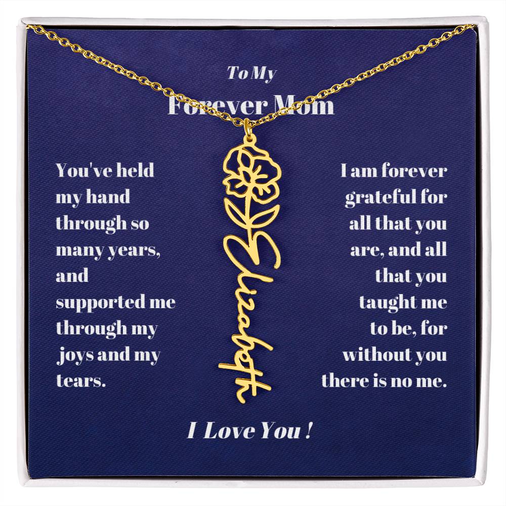 To My Forever Mom  Personalized Birth Flower Name Necklace Gift for Stepmom Foster Mother-[Heartfelt Family Gift]