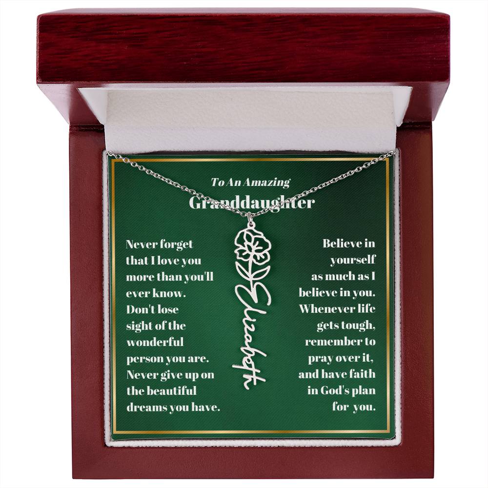Granddaughter Personalized Name Birth Flower Necklace Gift-[Heartfelt Family Gift]