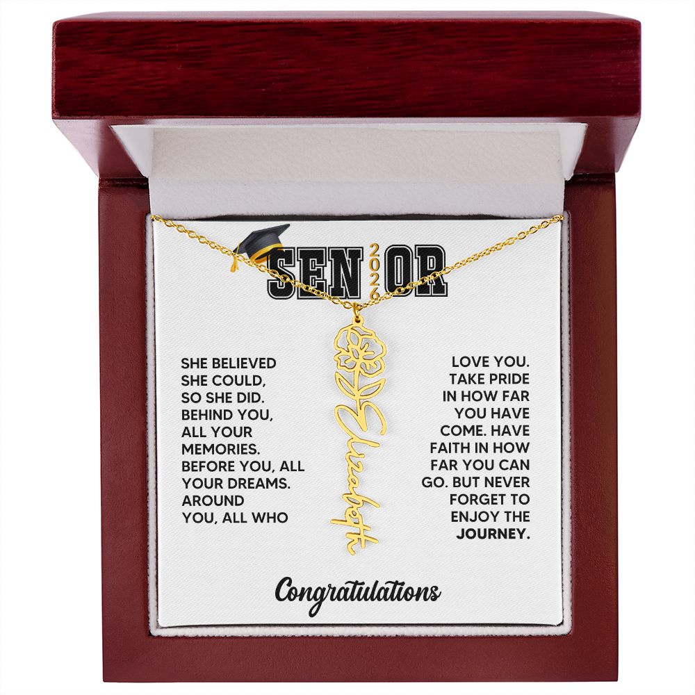 Class of 2026 Graduation Birthflower Necklace Gift