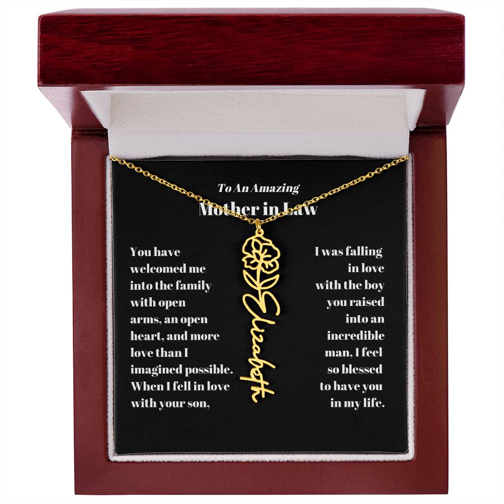 Mother in Law Personalized Birth flower Name Necklace-[Heartfelt Family Gift]