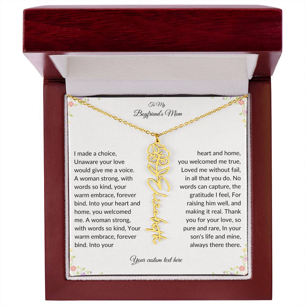 To My Boyfriends Mom Birth flower Name Necklace-[Heartfelt Family Gift]