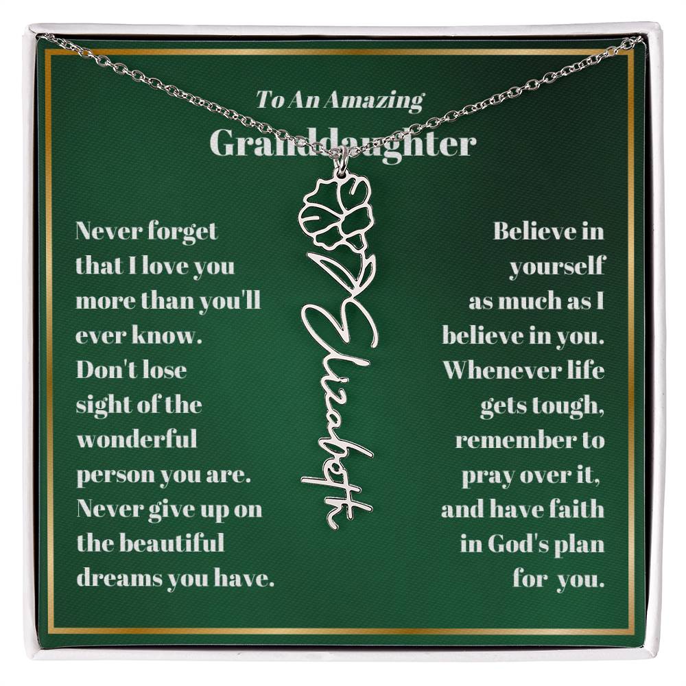 Granddaughter Personalized Name Birth Flower Necklace Gift-[Heartfelt Family Gift]