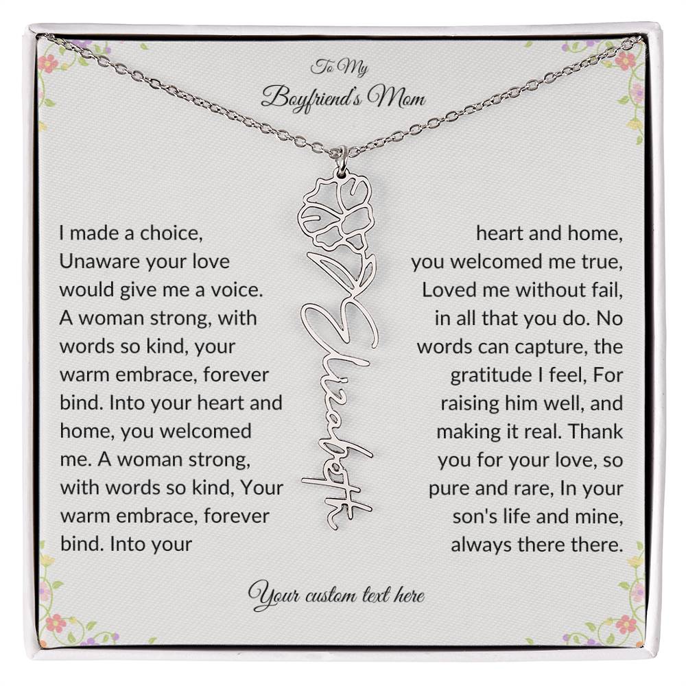 To My Boyfriends Mom Birth flower Name Necklace-[Heartfelt Family Gift]