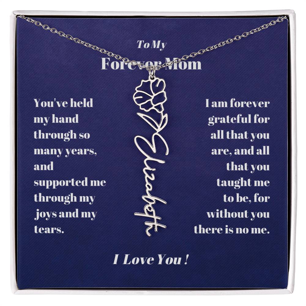 To My Forever Mom  Personalized Birth Flower Name Necklace Gift for Stepmom Foster Mother-[Heartfelt Family Gift]