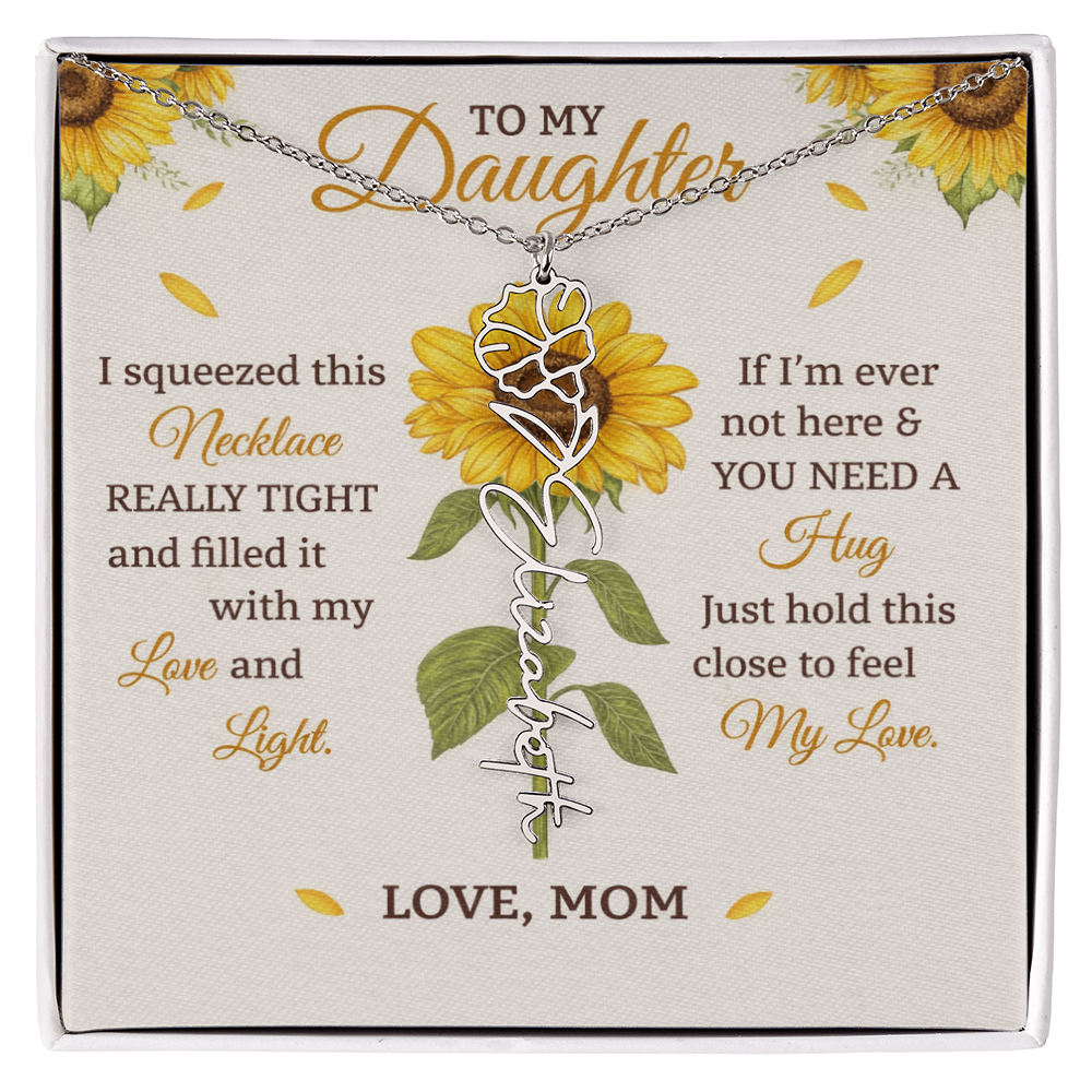 Personalized Sunflower Daughter Birth flower Name Birthday Necklace Gift
