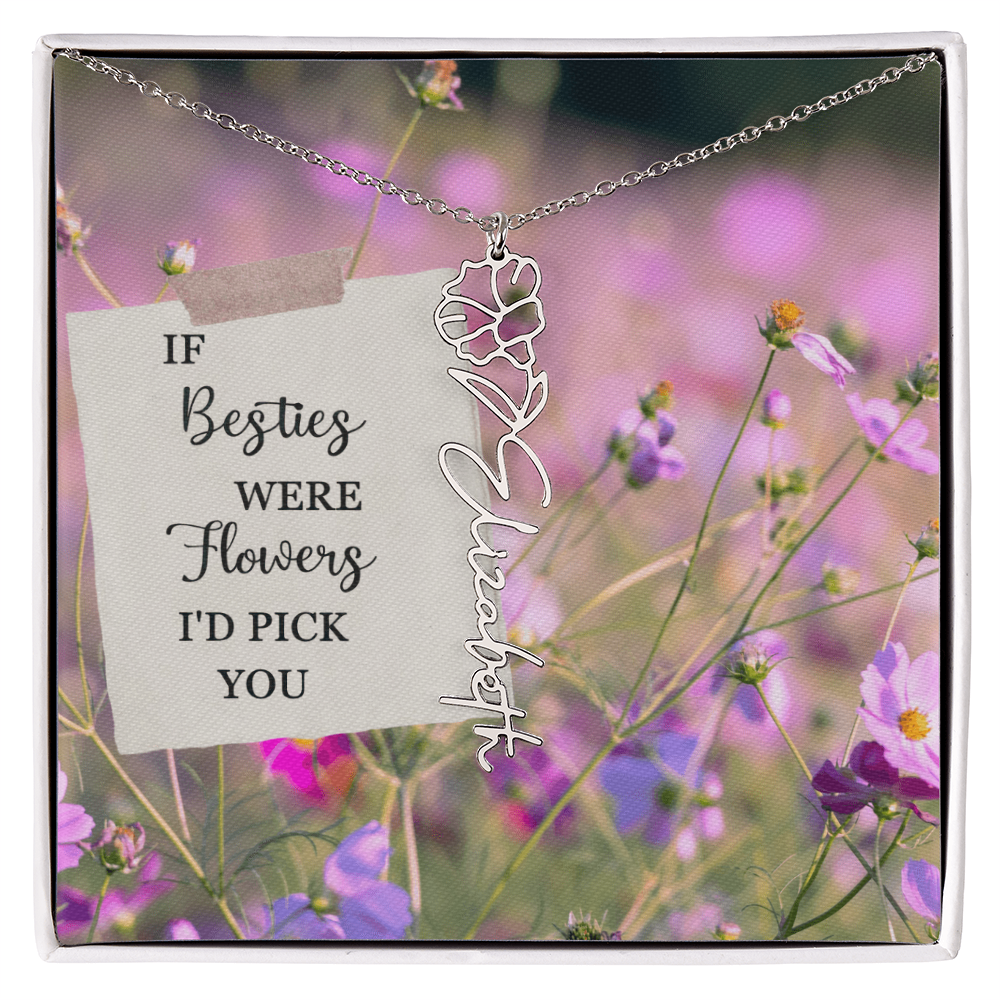 Best Friend Flower Name Necklace