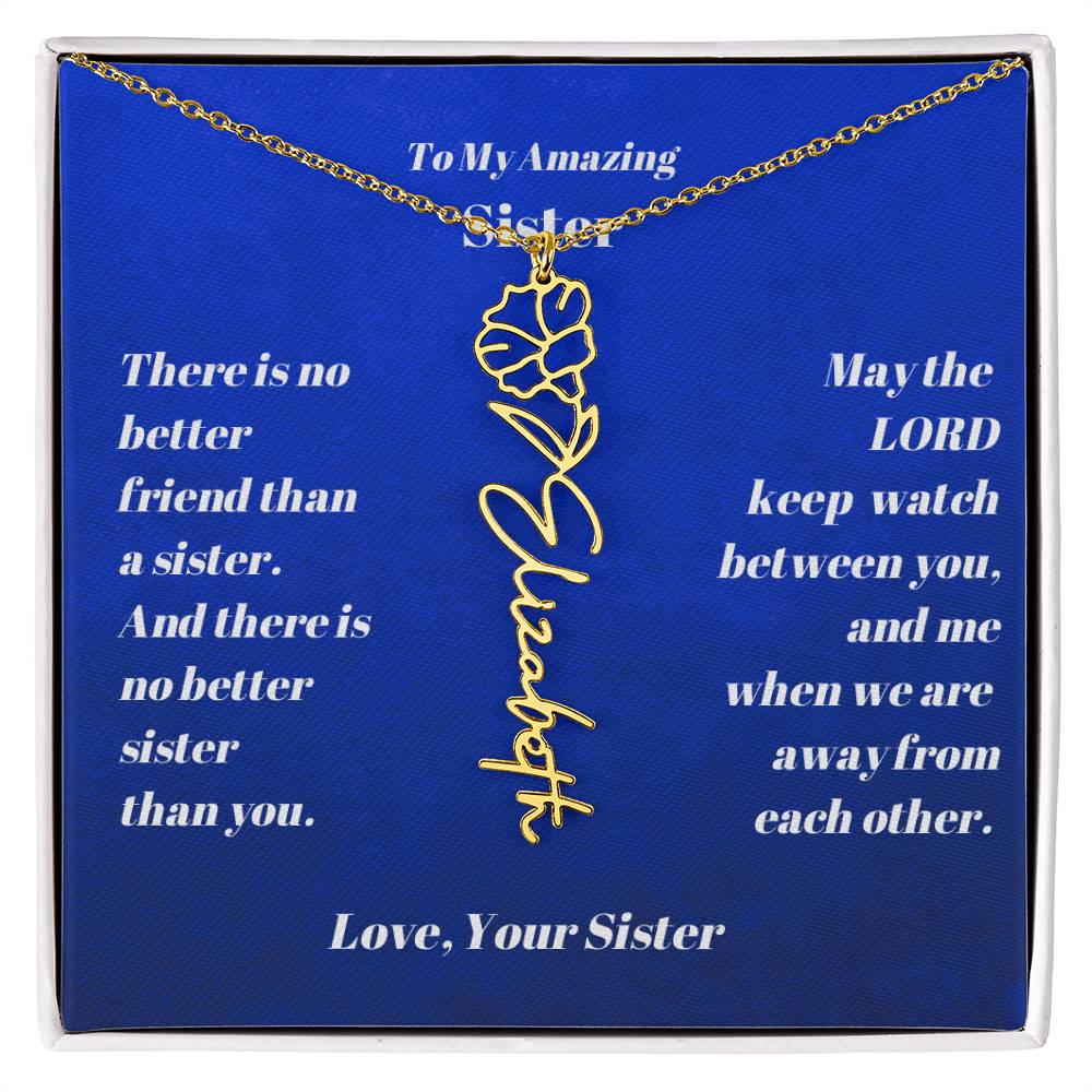Sister Personalized Birth Flower Name Necklace Gift-[Heartfelt Family Gift]