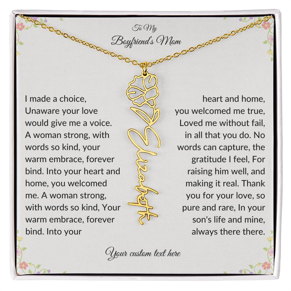 To My Boyfriends Mom Birth flower Name Necklace-[Heartfelt Family Gift]
