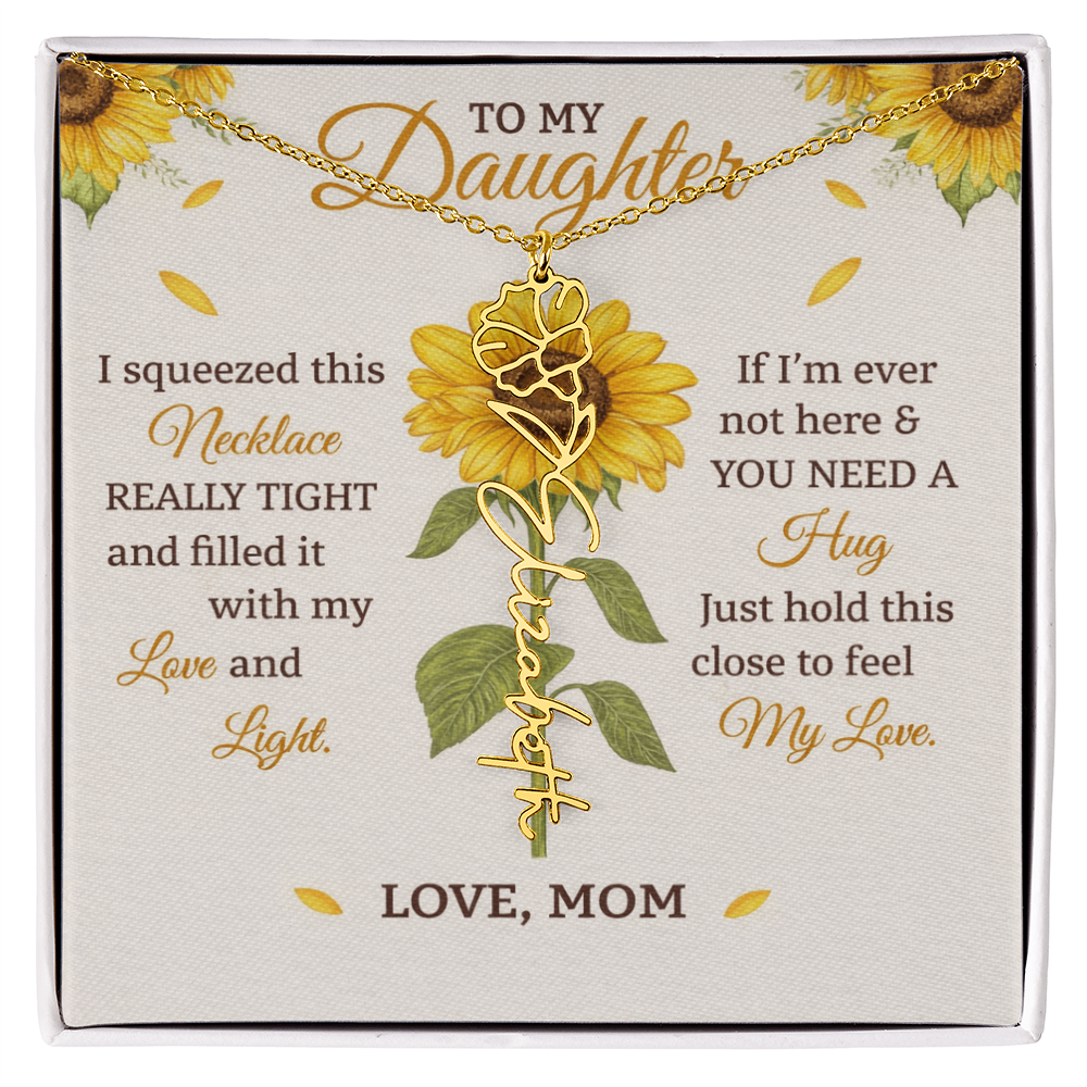 Personalized Sunflower Daughter Birth flower Name Birthday Necklace Gift