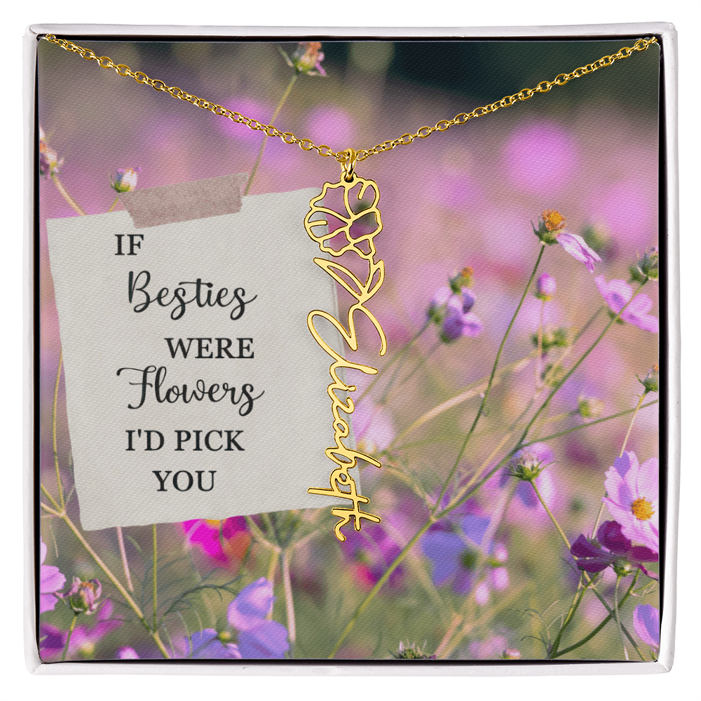 Best Friend Flower Name Necklace