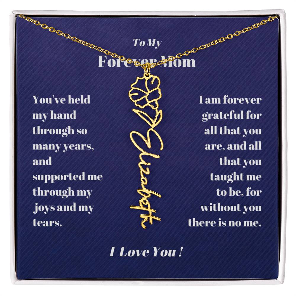 To My Forever Mom  Personalized Birth Flower Name Necklace Gift for Stepmom Foster Mother-[Heartfelt Family Gift]