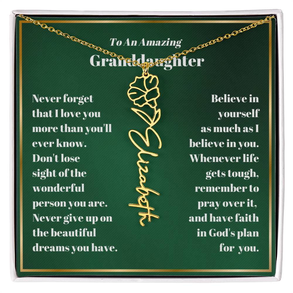 Granddaughter Personalized Name Birth Flower Necklace Gift-[Heartfelt Family Gift]