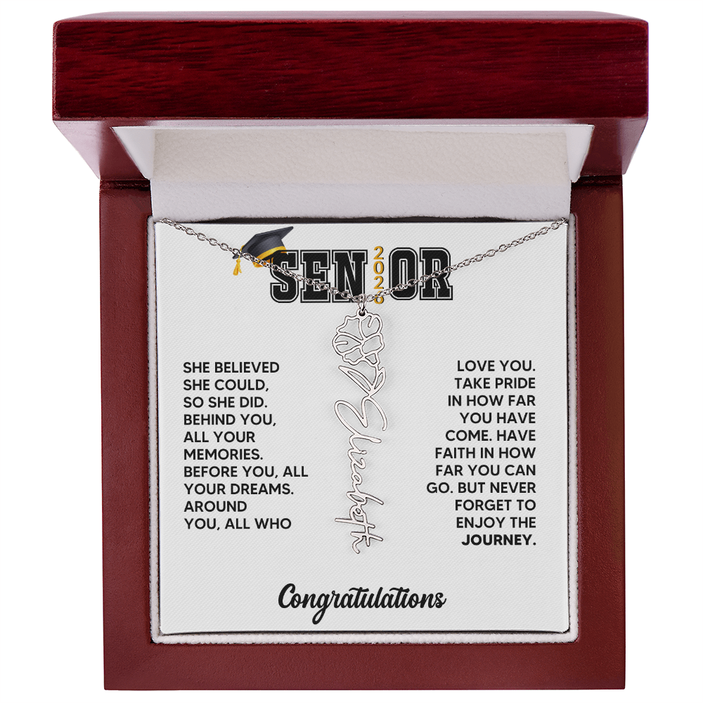 Class of 2026 Graduation Birthflower Necklace Gift