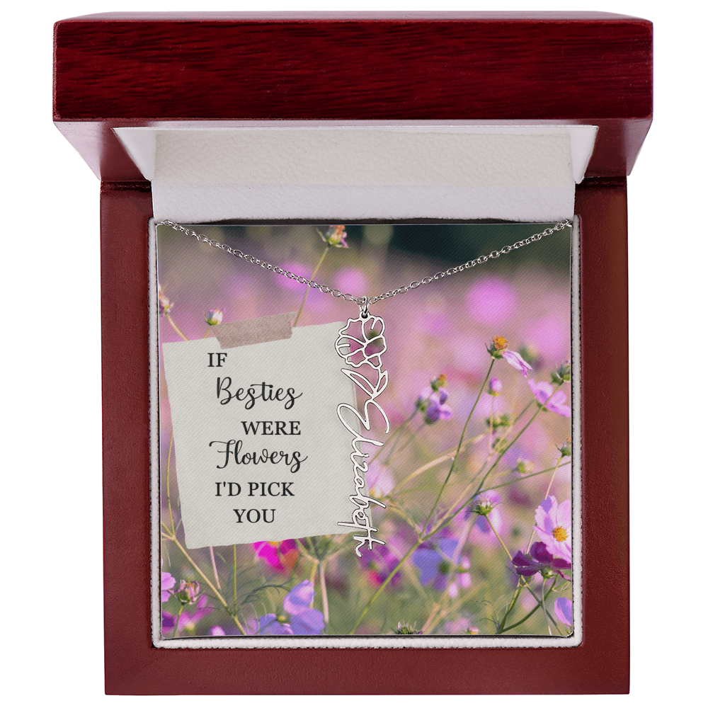 Best Friend Flower Name Necklace