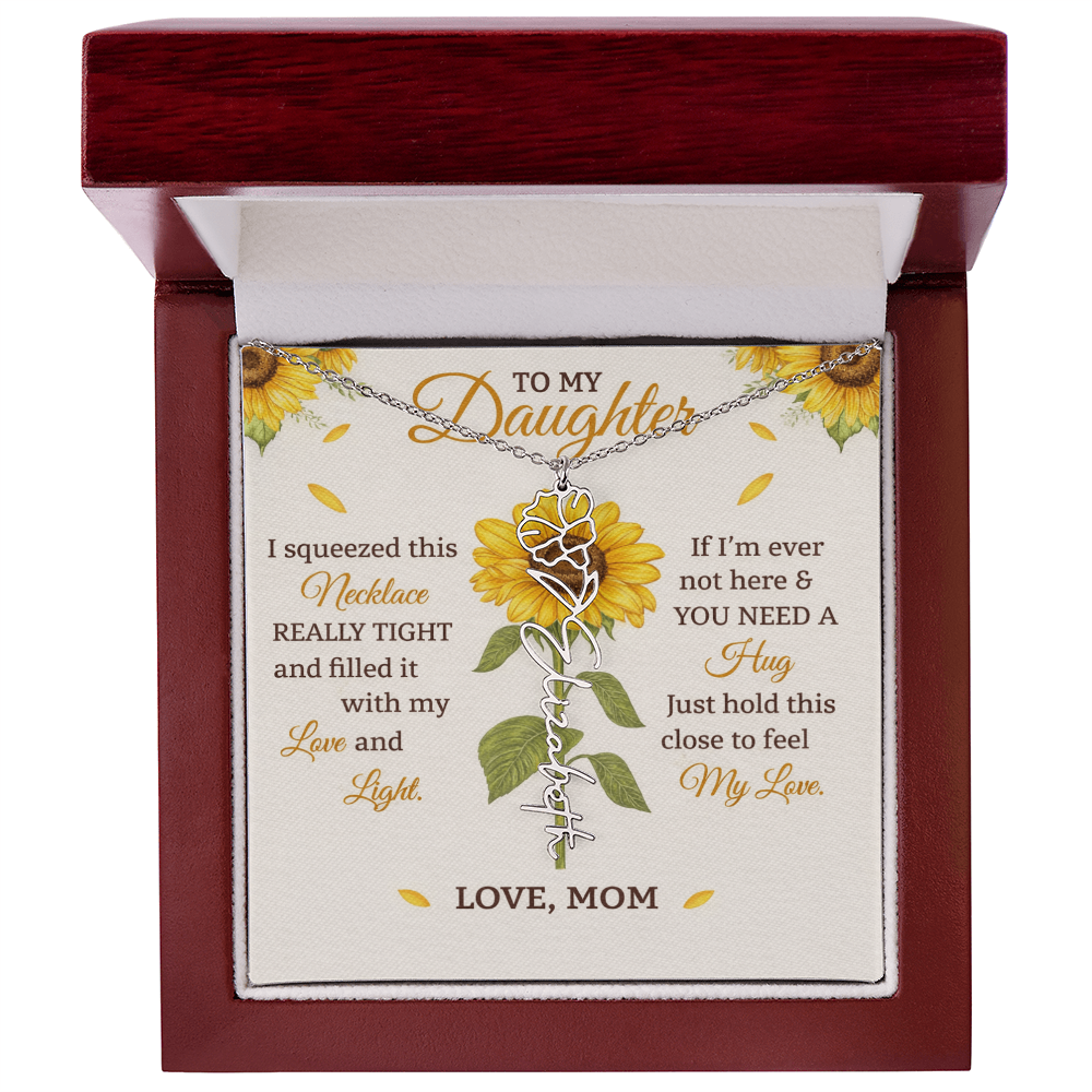 Personalized Sunflower Daughter Birth flower Name Birthday Necklace Gift