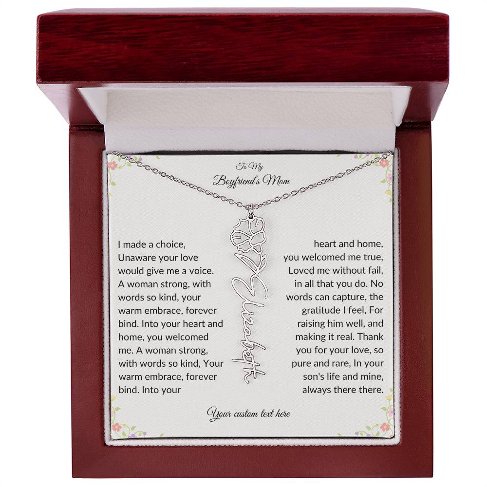 To My Boyfriends Mom Birth flower Name Necklace-[Heartfelt Family Gift]