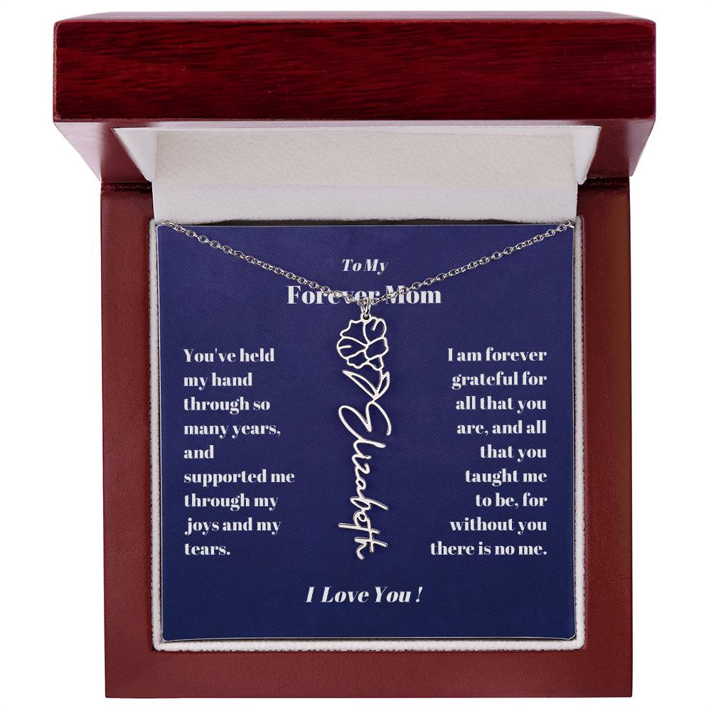 To My Forever Mom  Personalized Birth Flower Name Necklace Gift for Stepmom Foster Mother-[Heartfelt Family Gift]
