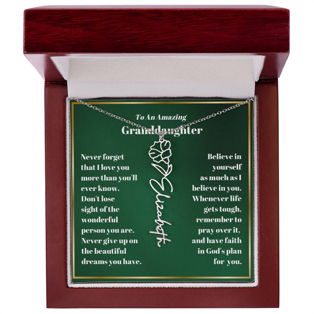 Granddaughter Personalized Name Birth Flower Necklace Gift-[Heartfelt Family Gift]