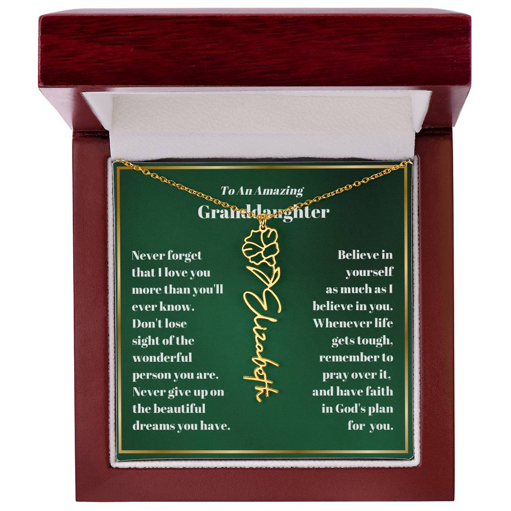 Granddaughter Personalized Name Birth Flower Necklace Gift-[Heartfelt Family Gift]
