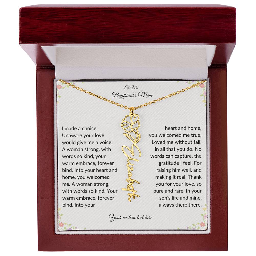 To My Boyfriends Mom Birth flower Name Necklace-[Heartfelt Family Gift]