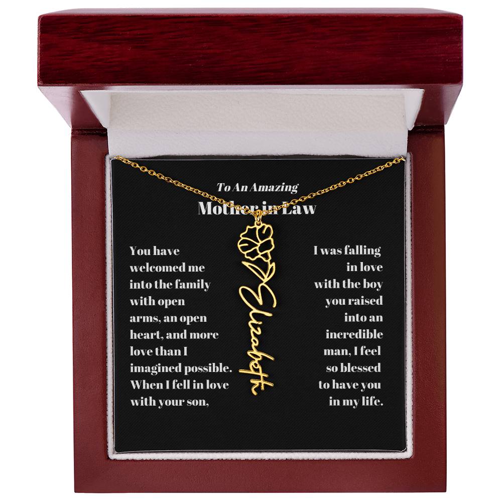 Mother in Law Personalized Birth flower Name Necklace-[Heartfelt Family Gift]