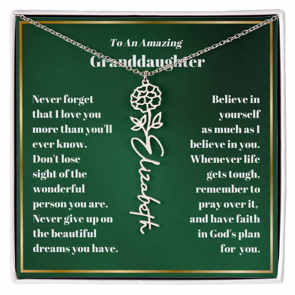 Granddaughter Personalized Name Birth Flower Necklace Gift-[Heartfelt Family Gift]