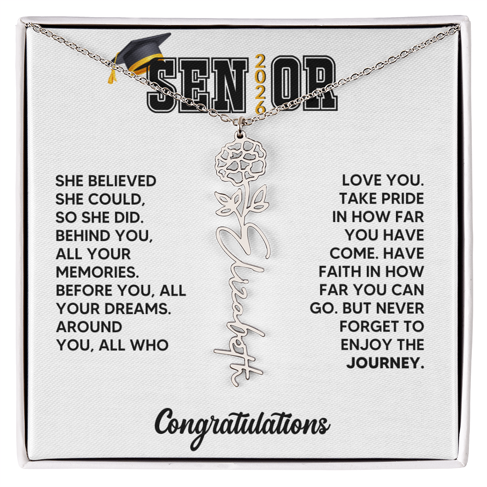 Class of 2026 Graduation Birthflower Necklace Gift