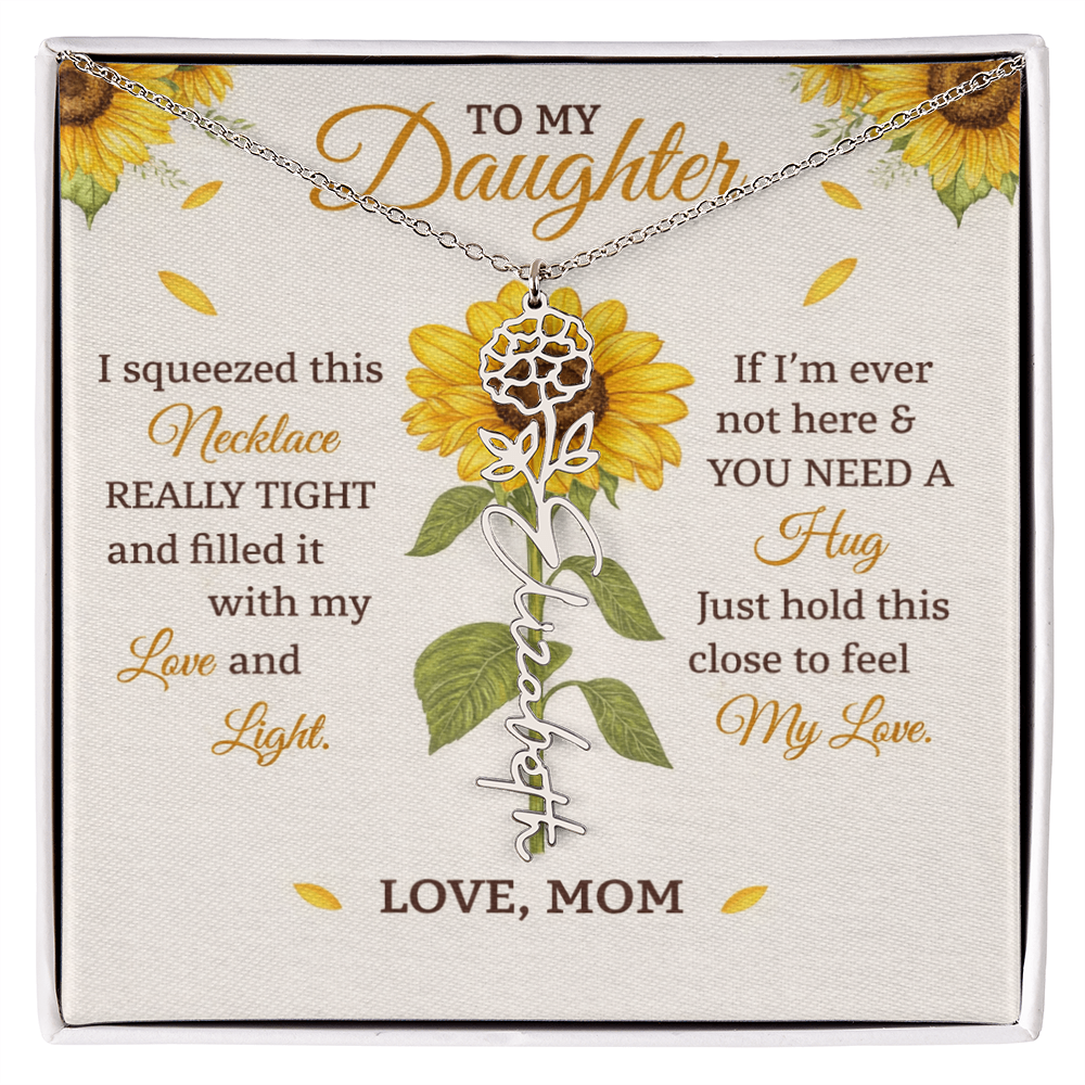 Personalized Sunflower Daughter Birth flower Name Birthday Necklace Gift
