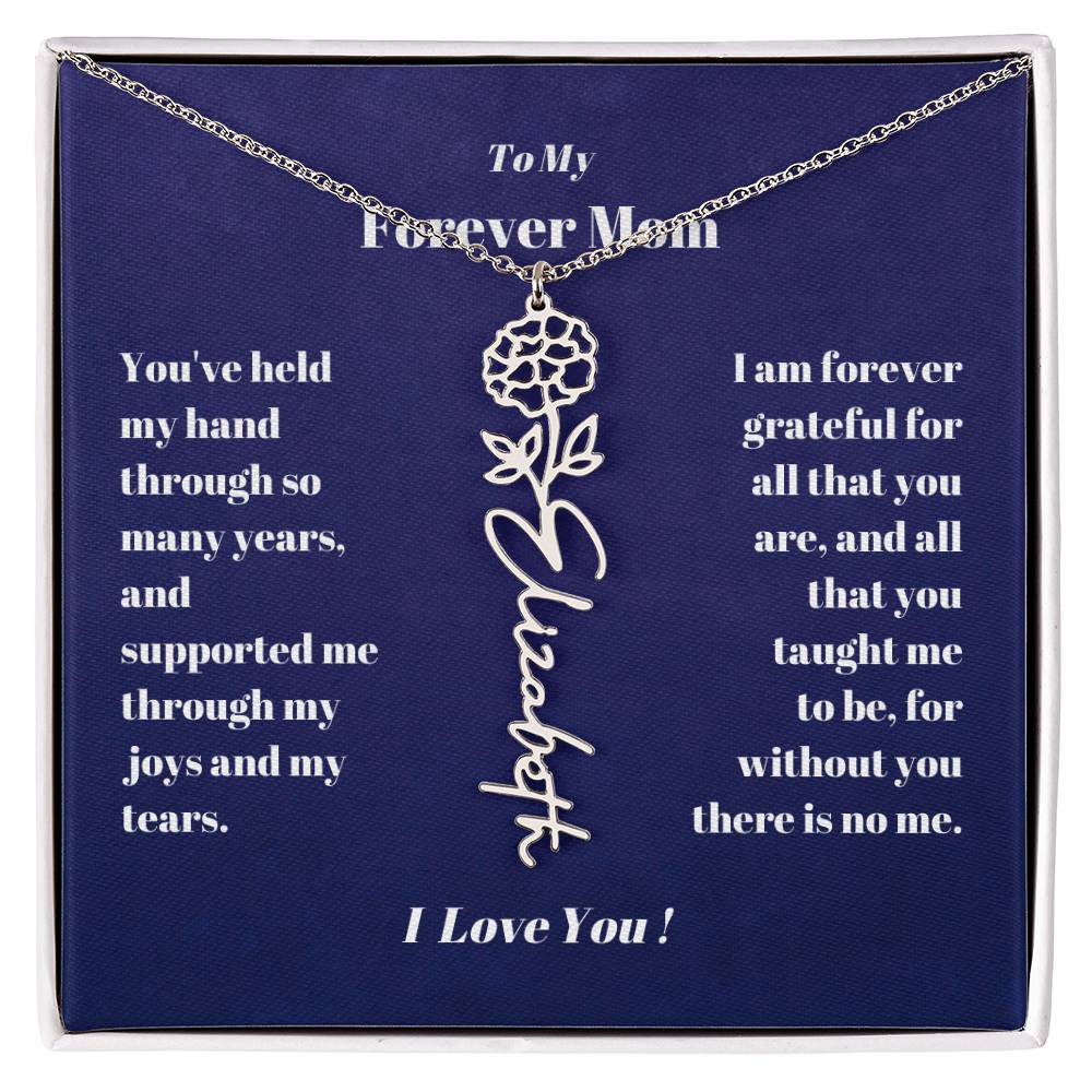 To My Forever Mom  Personalized Birth Flower Name Necklace Gift for Stepmom Foster Mother-[Heartfelt Family Gift]