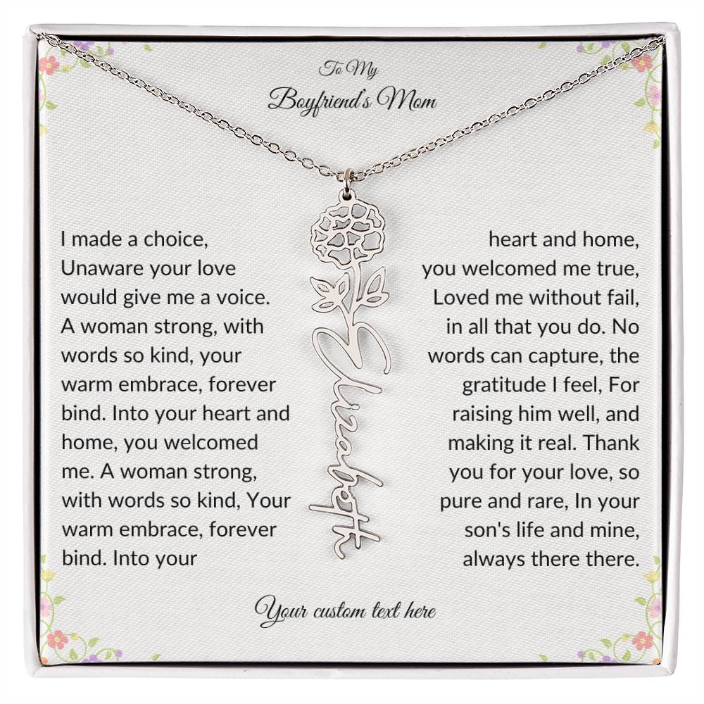 To My Boyfriends Mom Birth flower Name Necklace-[Heartfelt Family Gift]
