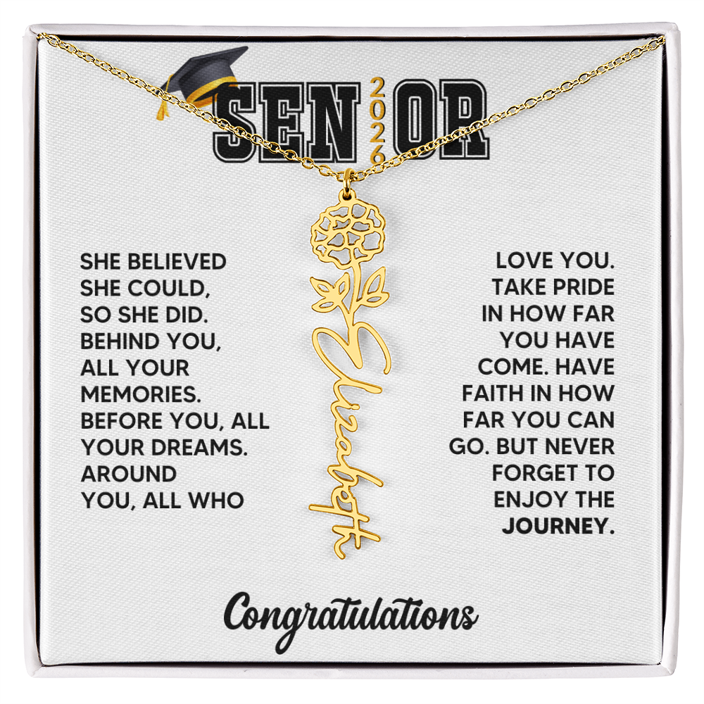 Class of 2026 Graduation Birthflower Necklace Gift