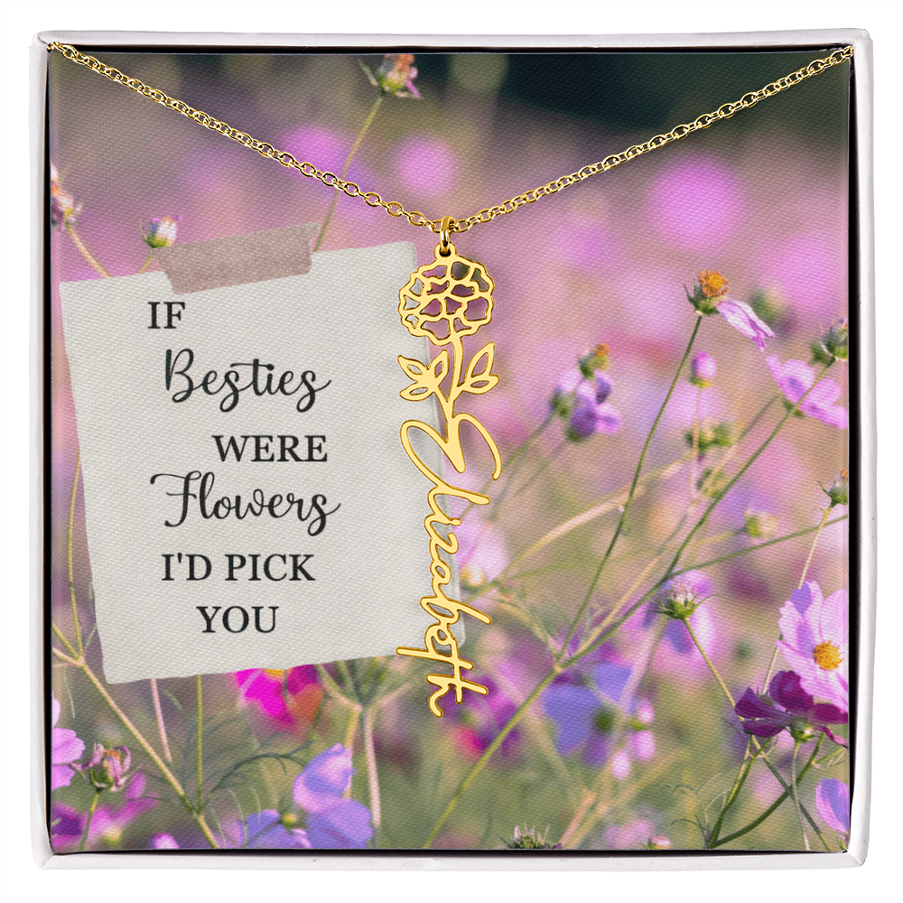 Best Friend Flower Name Necklace