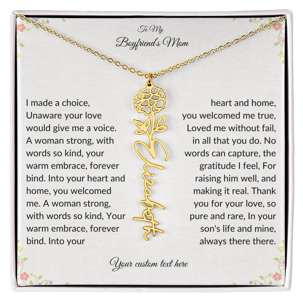 To My Boyfriends Mom Birth flower Name Necklace-[Heartfelt Family Gift]