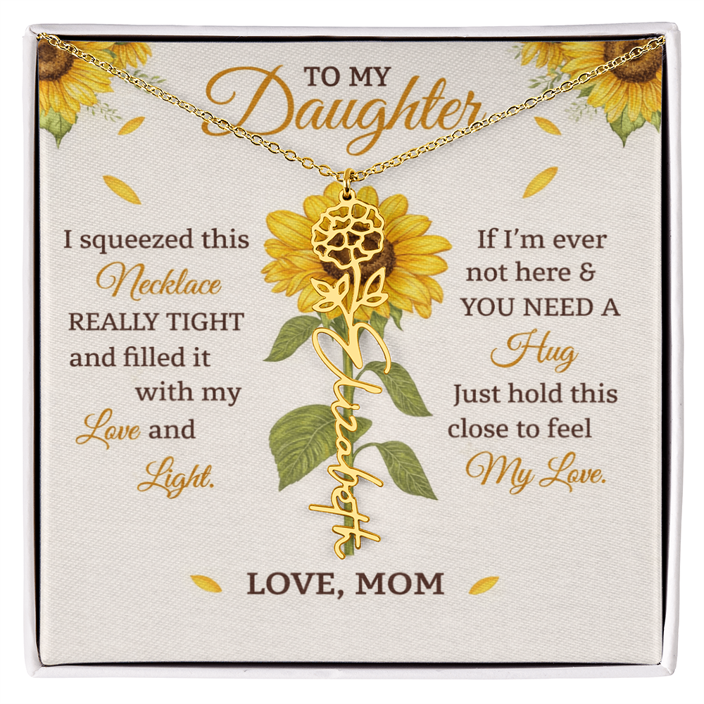 Personalized Sunflower Daughter Birth flower Name Birthday Necklace Gift