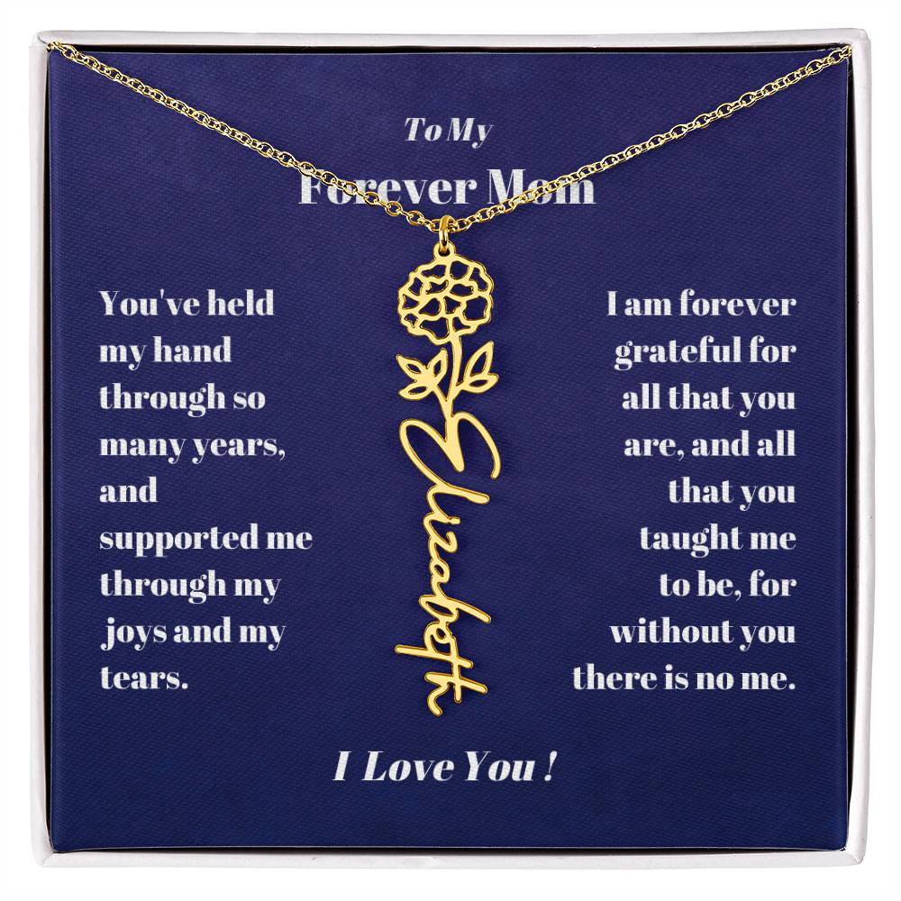 To My Forever Mom  Personalized Birth Flower Name Necklace Gift for Stepmom Foster Mother-[Heartfelt Family Gift]