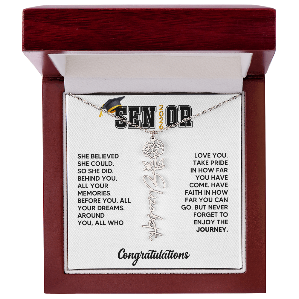 Class of 2026 Graduation Birthflower Necklace Gift