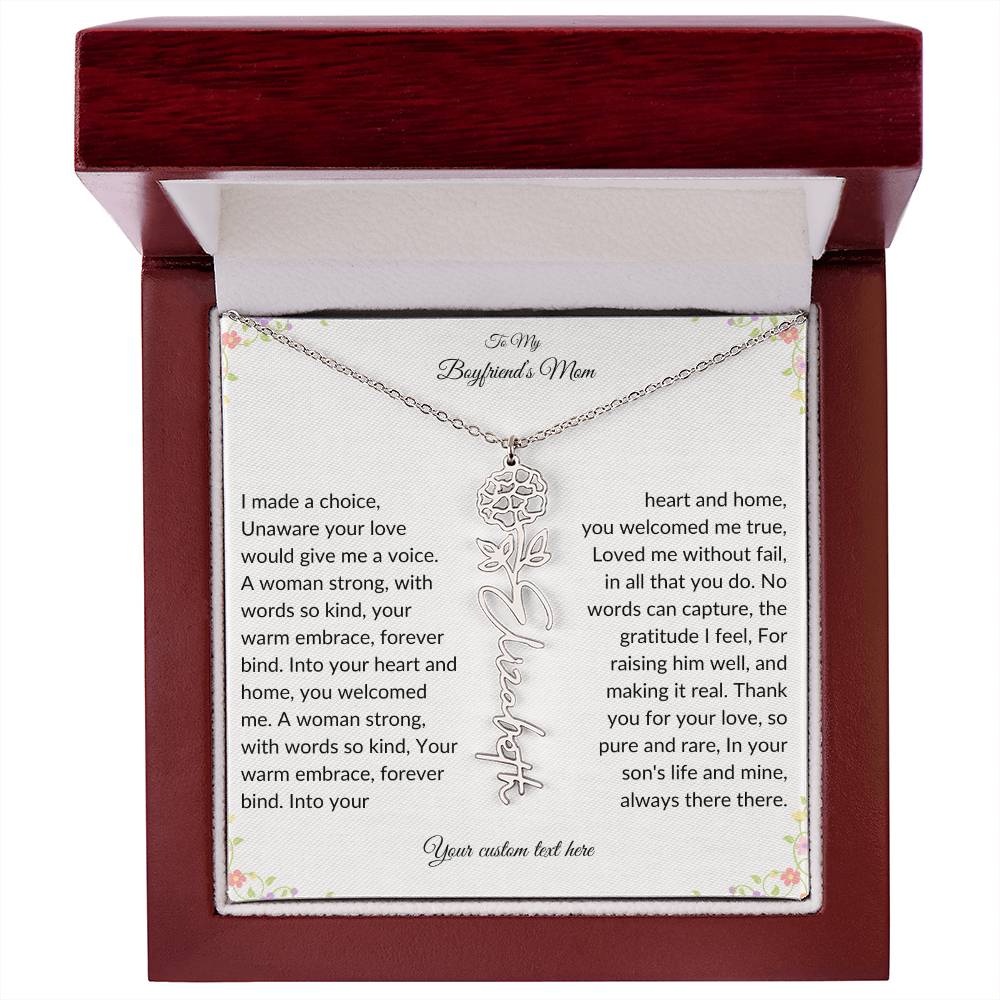 To My Boyfriends Mom Birth flower Name Necklace-[Heartfelt Family Gift]