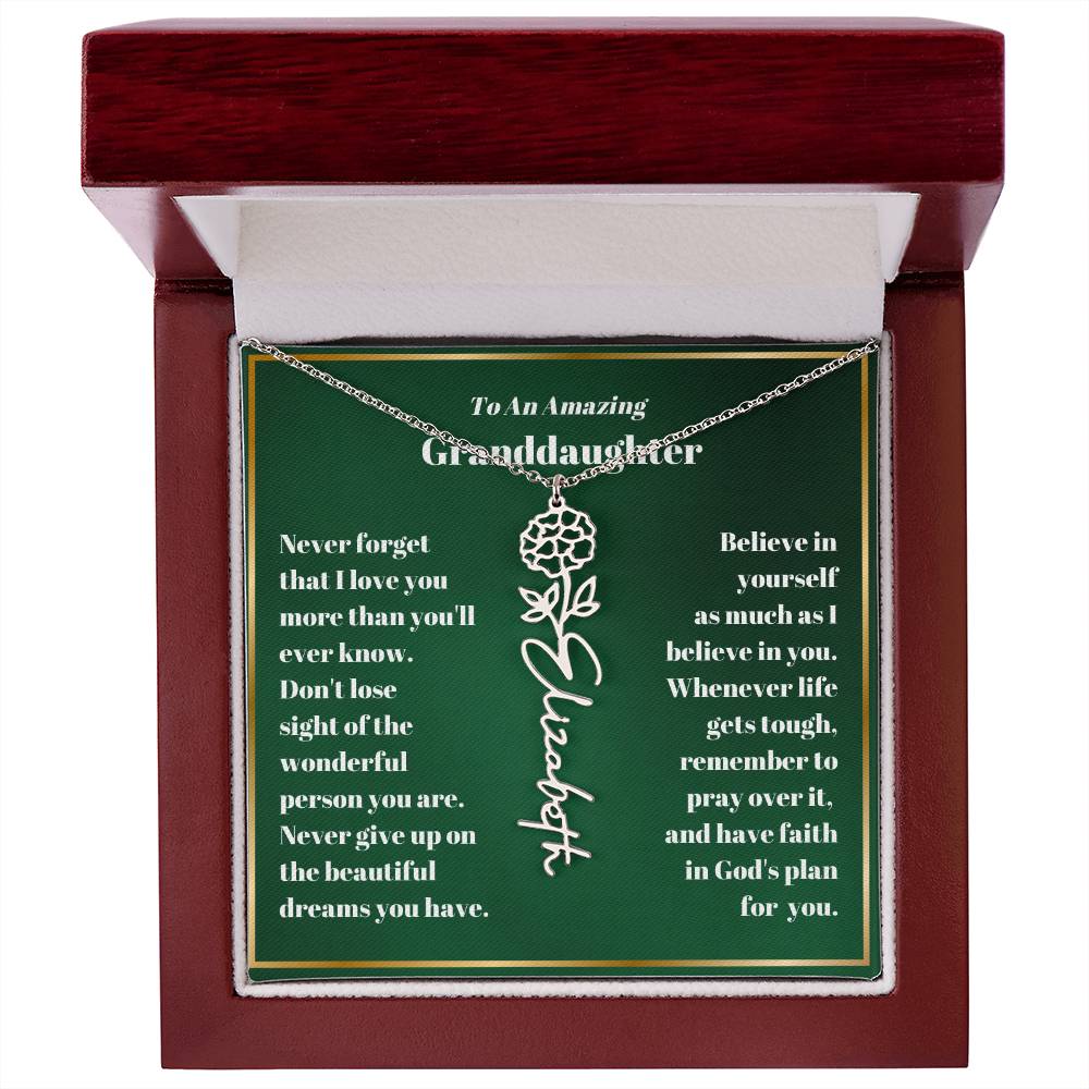 Granddaughter Personalized Name Birth Flower Necklace Gift-[Heartfelt Family Gift]
