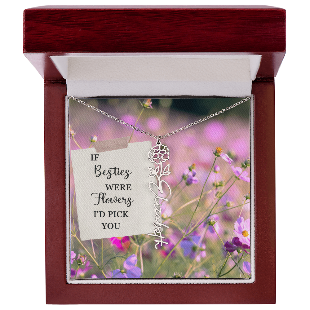 Best Friend Flower Name Necklace