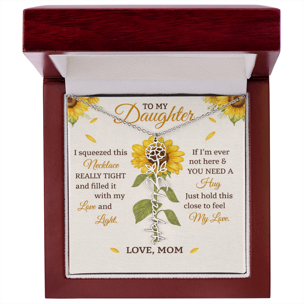 Personalized Sunflower Daughter Birth flower Name Birthday Necklace Gift