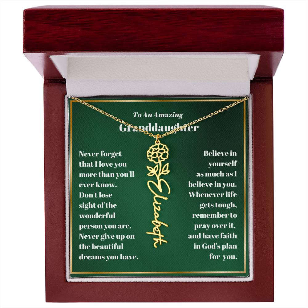 Granddaughter Personalized Name Birth Flower Necklace Gift-[Heartfelt Family Gift]