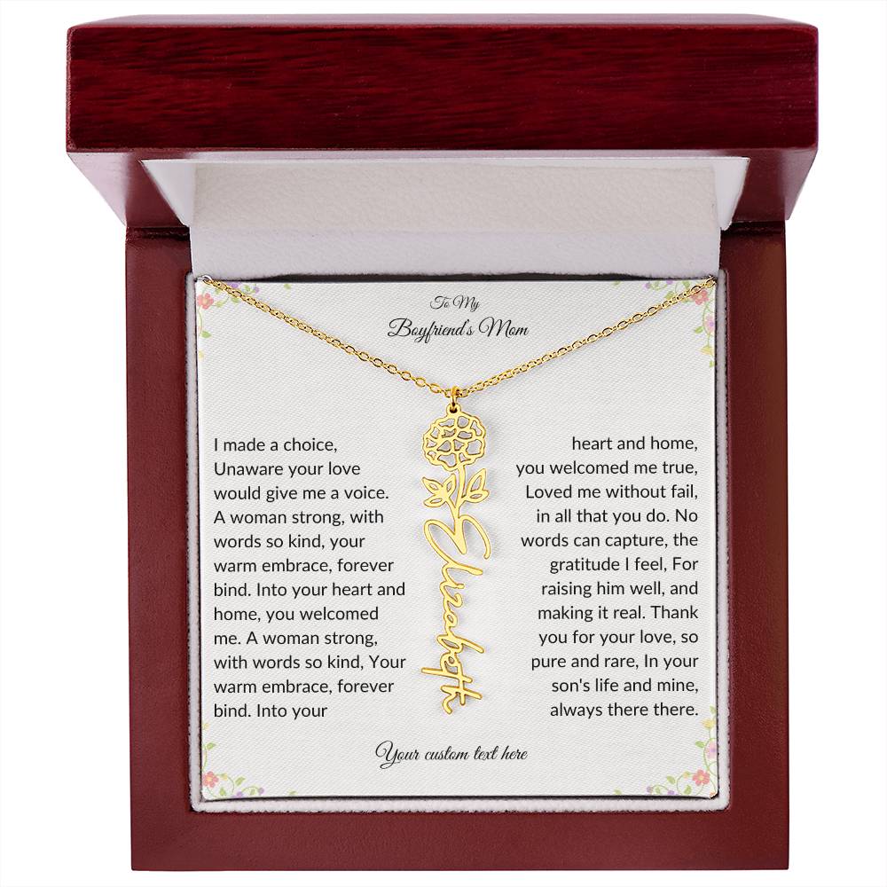To My Boyfriends Mom Birth flower Name Necklace-[Heartfelt Family Gift]