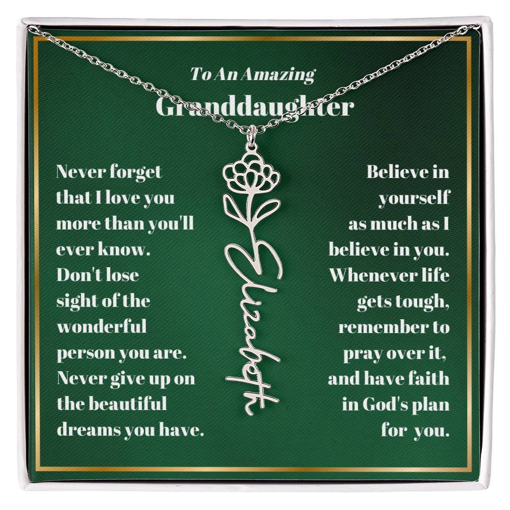 Granddaughter Personalized Name Birth Flower Necklace Gift-[Heartfelt Family Gift]