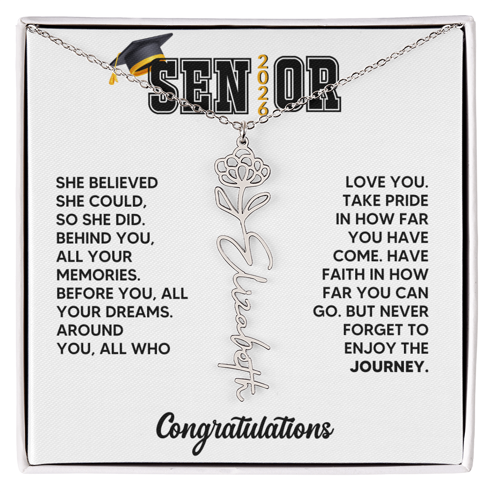 Class of 2026 Graduation Birthflower Necklace Gift